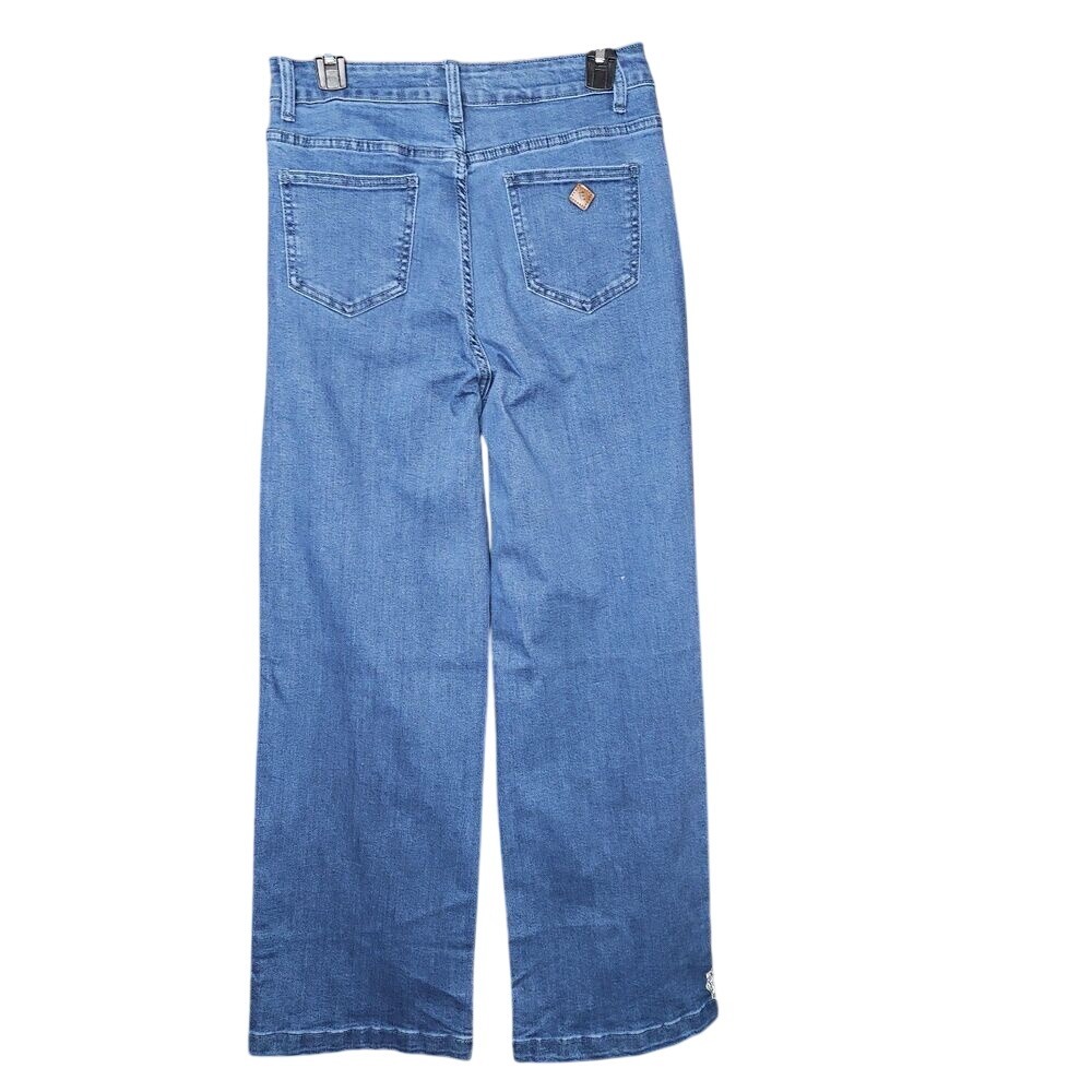 Ettelo‎ High Waisted Wide Leg Jeans 8 - Classic Blue Stretchy Tummy Control NEW
